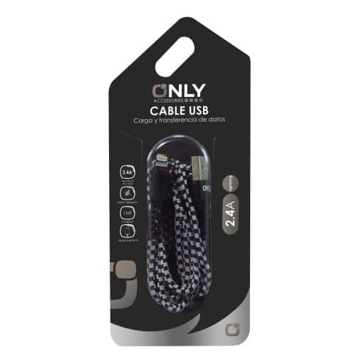 CABLE USB MOD 46 - LIGHTNING - NEGRO