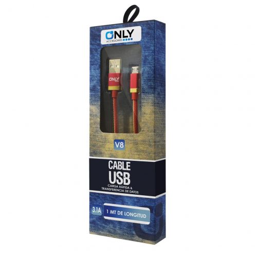 CABLE USB MOD 51 - JEAN ONLY - V8 - ROJO