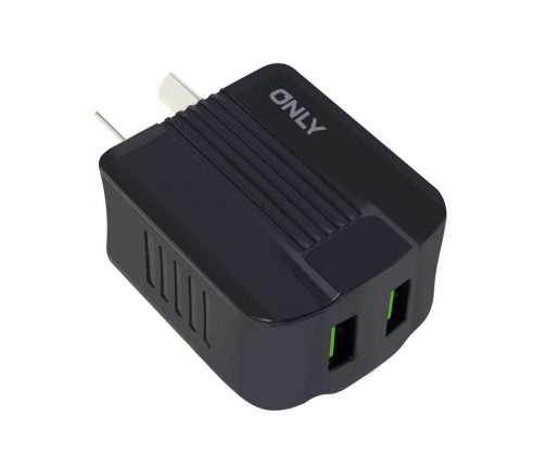 CARGADOR 220V ONLY MOD06 - 2 USB + CABLE TC - NEGRO - Imagen 2