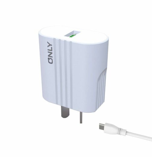 CARGADOR 220V ONLY MOD 03 - 2,1 A - 1 USB + CABLE V8 - BLANCO - Imagen 2