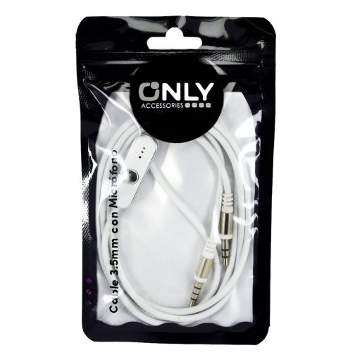CABLE AUX 3,5 MOD10 - CON MIC - BLANCO