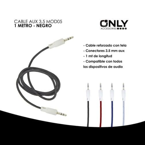 CABLE AUX 3,5 MOD05 - 1 METRO - NEGRO - Imagen 4