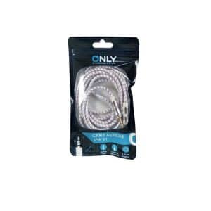 CABLE AUX 3,5 MOD75 - 2 METROS - METAL - BLANCO