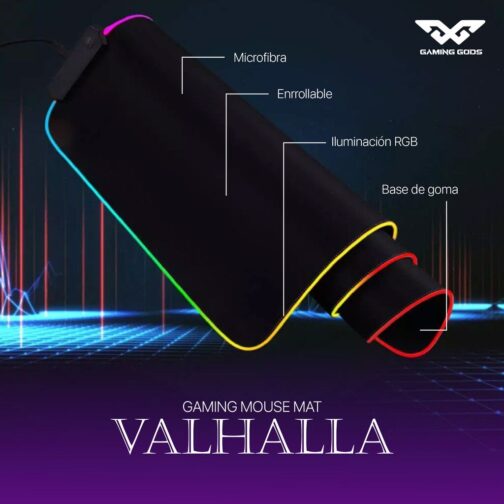 MOUSE PAD GAMER MOD MP-01 CON LUZ - 35 CM - GAMING GODS - Imagen 4