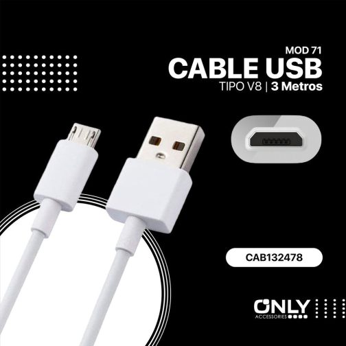 CABLE USB MOD 71 - ONLY - V8 - 3 MTS - Imagen 4