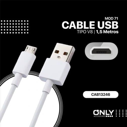 CABLE USB MOD 71 - FLIP - ONLY - V8 - 1,5 MTS - Imagen 4
