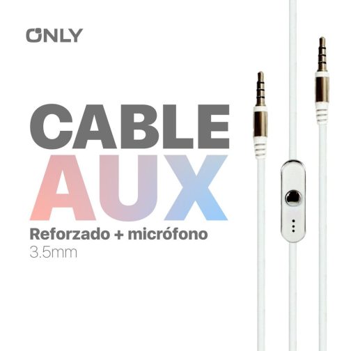 CABLE AUX 3,5 MOD10 - CON MIC - BLANCO - Imagen 4