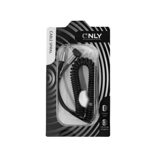 CABLE AUX 3,5 MOD69 - 1,8 METROS - ESPIRAL - NEGRO