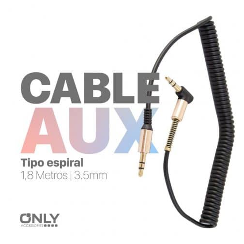 CABLE AUX 3,5 MOD69 - 1,8 METROS - ESPIRAL - NEGRO - Imagen 4