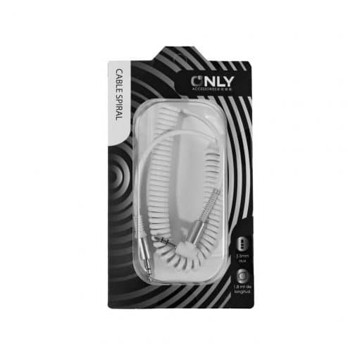 CABLE AUX 3,5 MOD69 - 1,8 METROS - ESPIRAL - BLANCO
