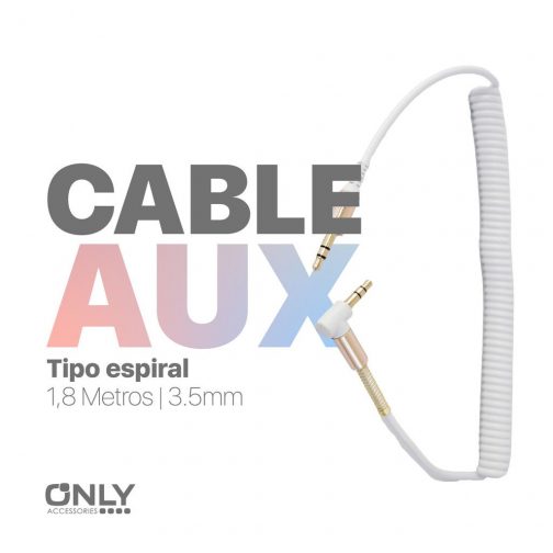 CABLE AUX 3,5 MOD69 - 1,8 METROS - ESPIRAL - BLANCO - Imagen 4