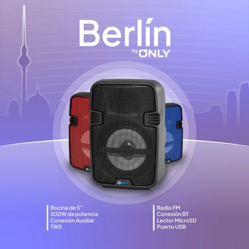 PARLANTE SMALL 5'' MOD LM-S465 BT - BERLIN - ROJO - Imagen 4