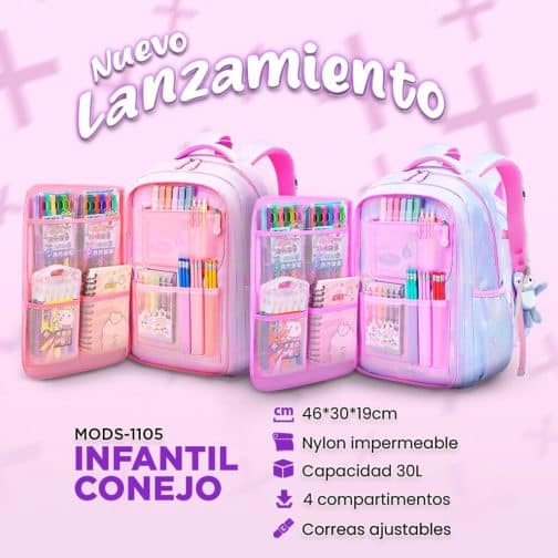 MOCHILA INFANTIL CONEJO MODS-1105 - ST - ROSA - Imagen 4