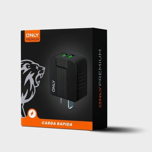 CARGADOR 220V MODO-006 - 2USB + CABLE TIPO C - ONLY - NEGRO