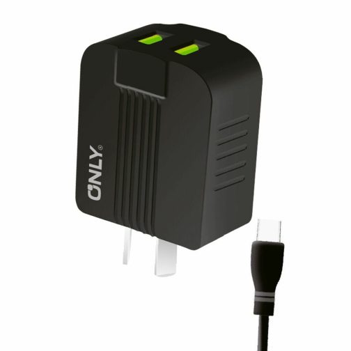 CARGADOR 220V MODO-006 - 2USB + CABLE TIPO C - ONLY - NEGRO - Imagen 2