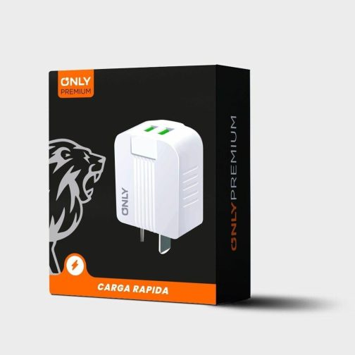 CARGADOR 220V MODO-006 - 2USB + CABLE TIPO C - ONLY - BLANCO