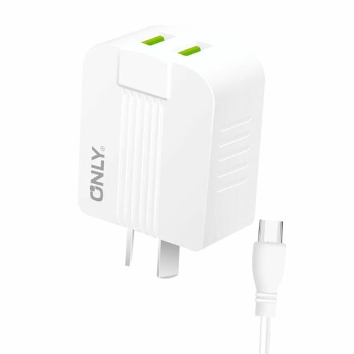 CARGADOR 220V MODO-006 - 2USB + CABLE TIPO C - ONLY - BLANCO - Imagen 2