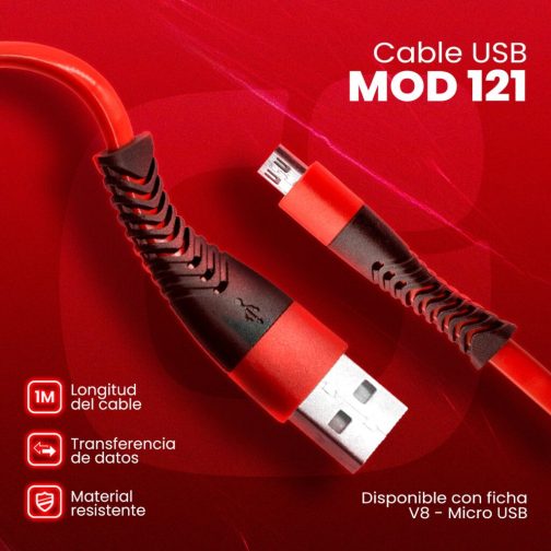 CABLE USB MOD 121 - ONLY - V8 - ROJO - Imagen 4