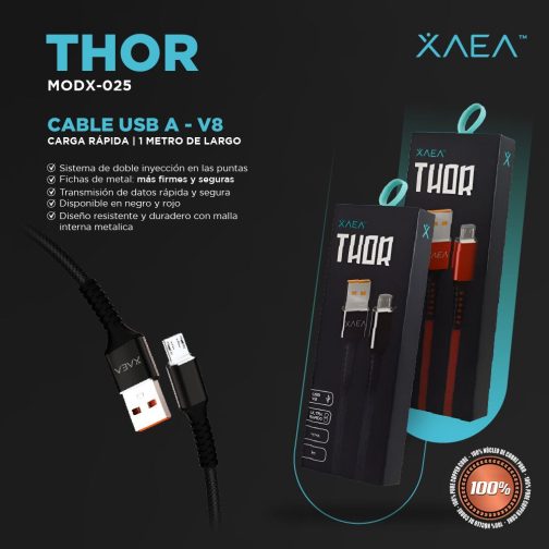 CABLE USB MODX-025 THOR V8 - XAEA - NEGRO - Imagen 3