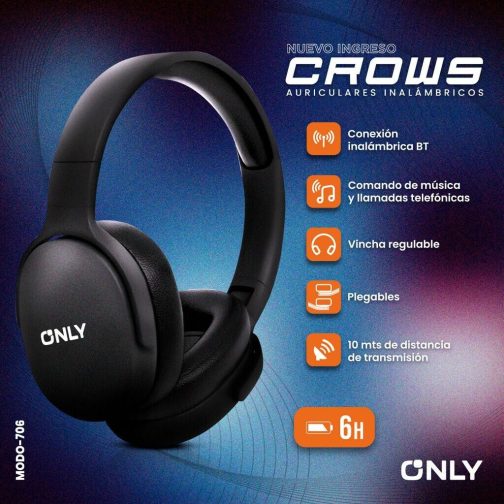 AURICULAR BT MODO-706 CROWS - ONLY - NEGRO - Imagen 4