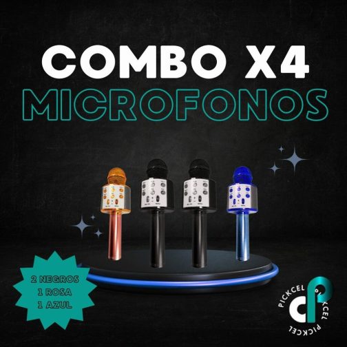 COMBO MICRÓFONO MOD WS-858  2 NEGRO 1 ROSA 1 AZUL
