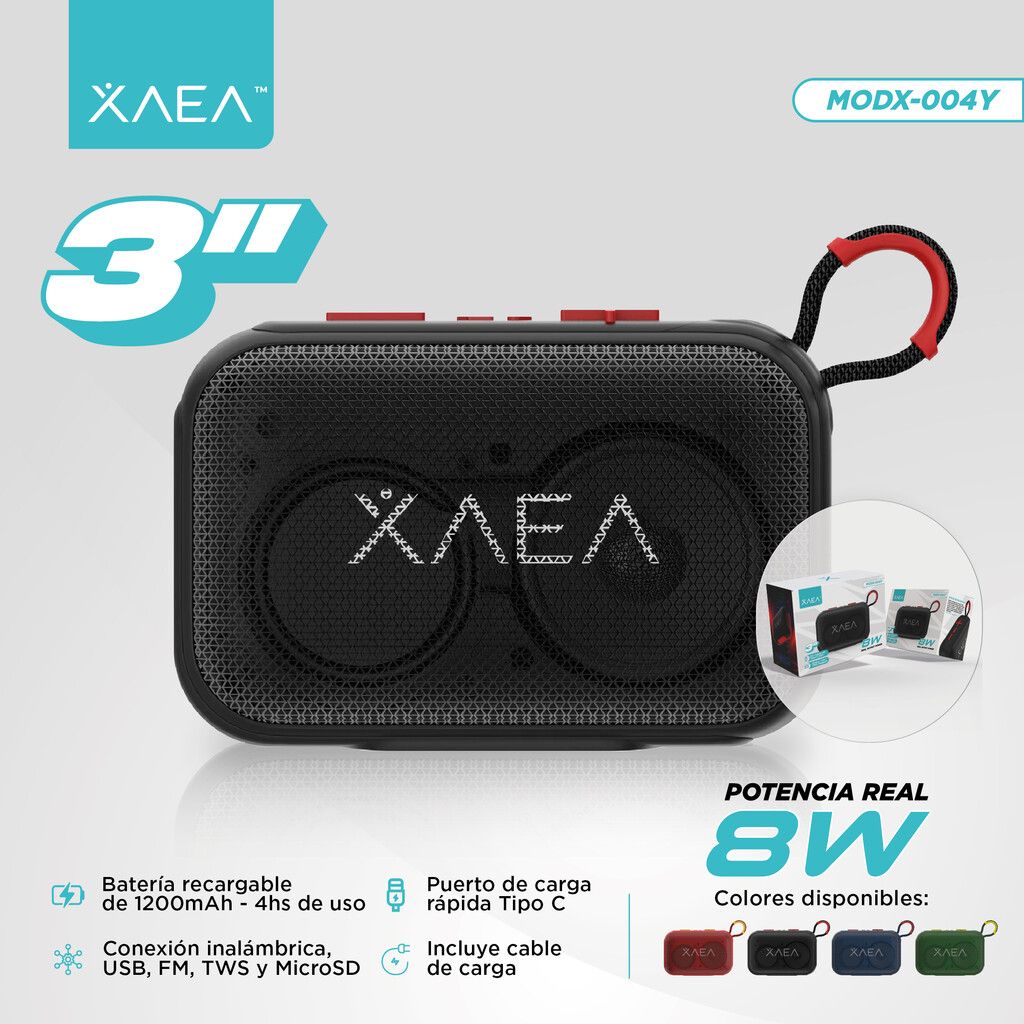 PARLANTE PEQUEÑO MODX-004Y - XAEA - ROJO - Imagen 3