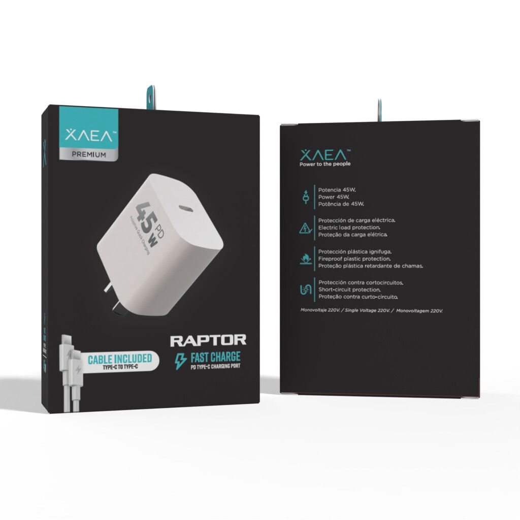 CARGADOR 220V MODX-003W RAPTOR - 5,1-45W - 1TC+PD+CABLE TIPO C MODX-003W - XAEA - BLANCO - Imagen 4