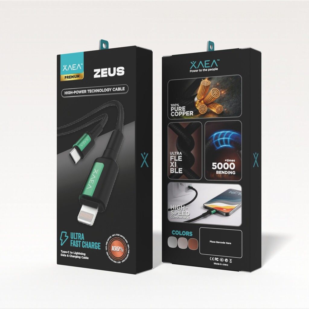 CABLE ZEUS TIPO C-LIGHTNING MODX-00IS - XAEA - VERDE