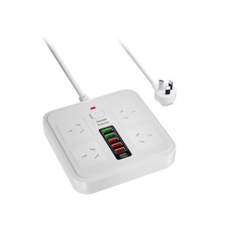 ZAPATILLA MULTIPLE BKL-666 - 4 TOMAS+4USB+2 C MODY-00FK - YEXA - BLANCO