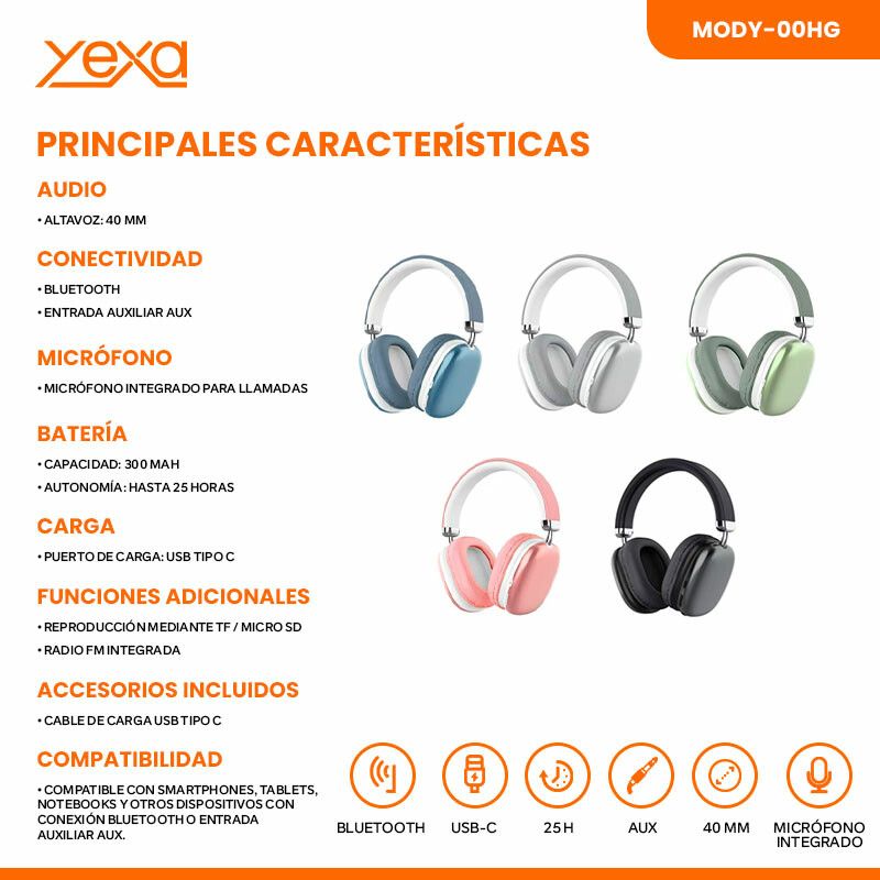 AURICULARES BT MODY-00HG - YEXA - VERDE - Imagen 5