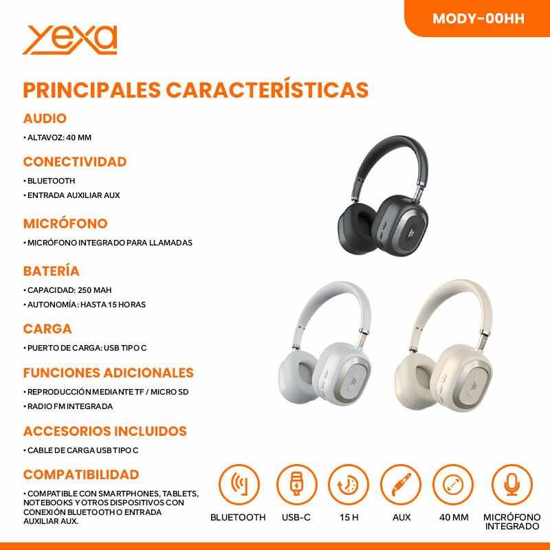 AURICULARES BT MODY-00HH - YEXA - BEIGE - Imagen 4