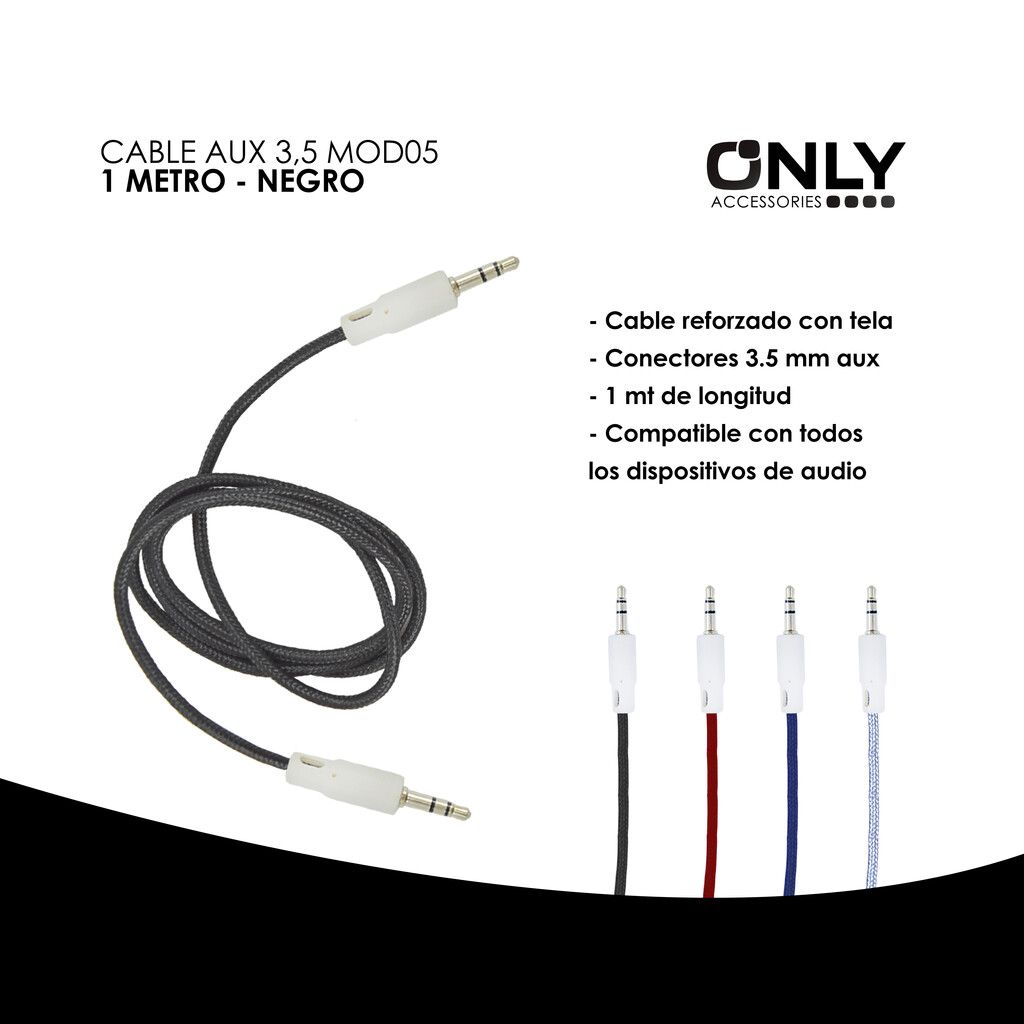 CABLE AUX 3,5 MOD05 - 1 METRO - NEGRO - Imagen 4
